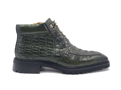 Carrucci Olive Men's Embossed Alligator Brogue Boot Style No: KB516-50