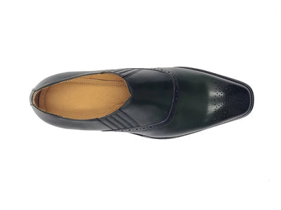 Carrucci Olive Slip-on Genuine Leather Loafer with Medallion Style No: KS509-26