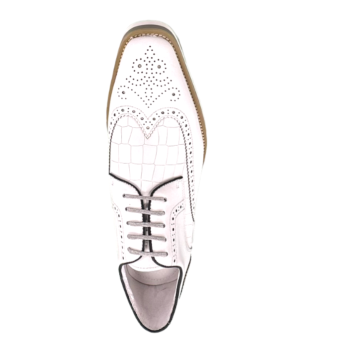 Carrucci White Lace-Up shoes wingtip oxford Genuine Leather Loafers