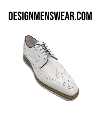 Carrucci White Lace-Up shoes wingtip oxford Genuine Leather Loafers