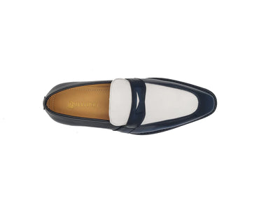 Carrucci blue and White Two-Tone Patent Leather Loafer Shoes Style No: KS480-102PT - DESIGN MENSWEAR