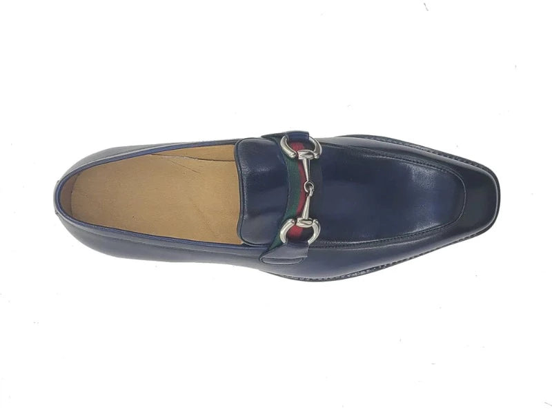 Carrucci blue calfskin leather men&