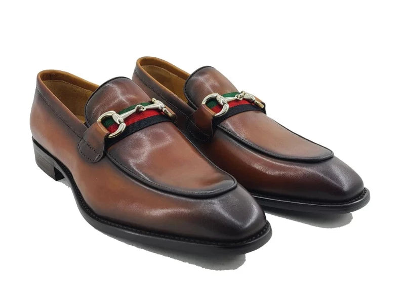 Carrucci cognac calfskin leather men&