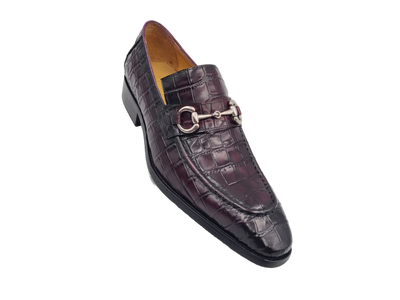 Carrucci purple embossed leather men's dress shoes silver buckle new style