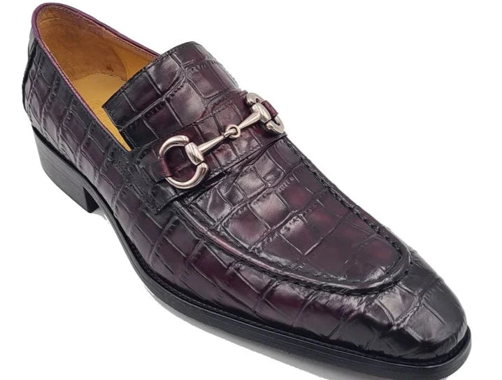 Carrucci purple embossed leather men&