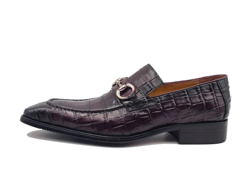 Carrucci purple embossed leather men&