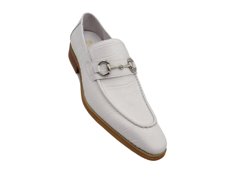 Carrucci white embossed leather men&