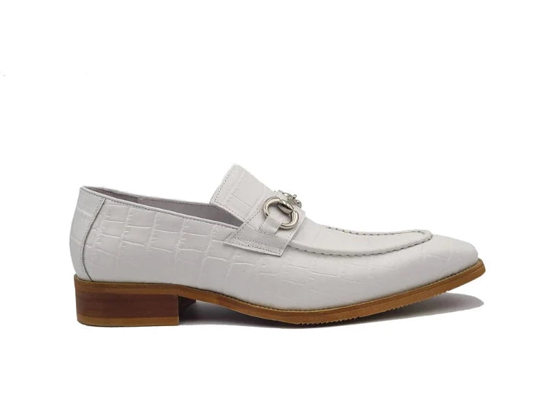 Carrucci white embossed leather men&