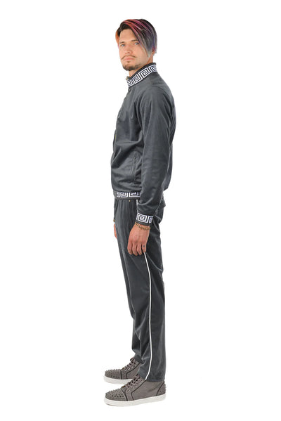 Charcoal Grey Men's Jogging Set Pants and Reversible Jacket Tracksuit Style No: JJ900