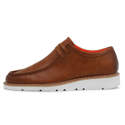 Cognac Men's Lace-Up Shoes TAYNO Leather Moc Toe Oxford Casual Sneaker the Haulover