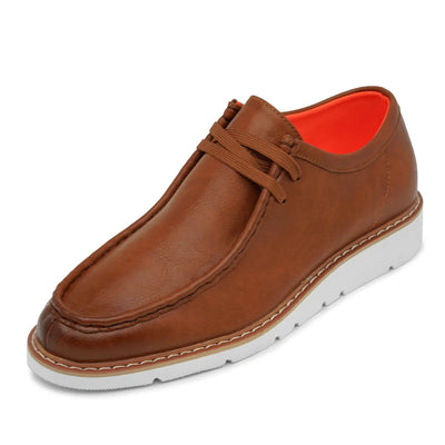 Cognac Men's Lace-Up Shoes TAYNO Leather Moc Toe Oxford Casual Sneaker the Haulover