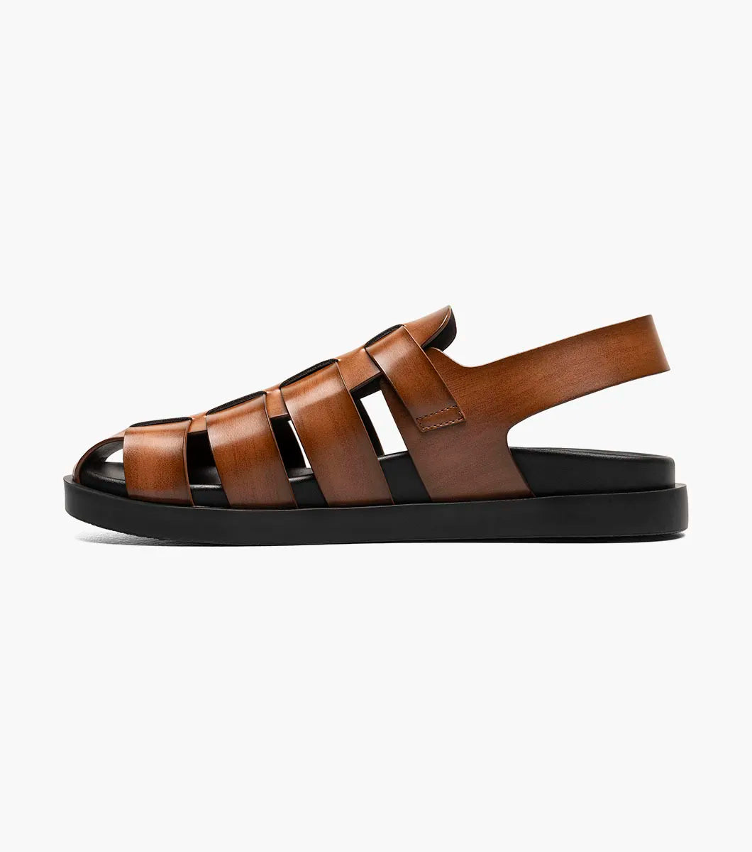 Men\'s Cognac  Imported Faux Leather Montego Slingback Buckle Sandal Men main image 3