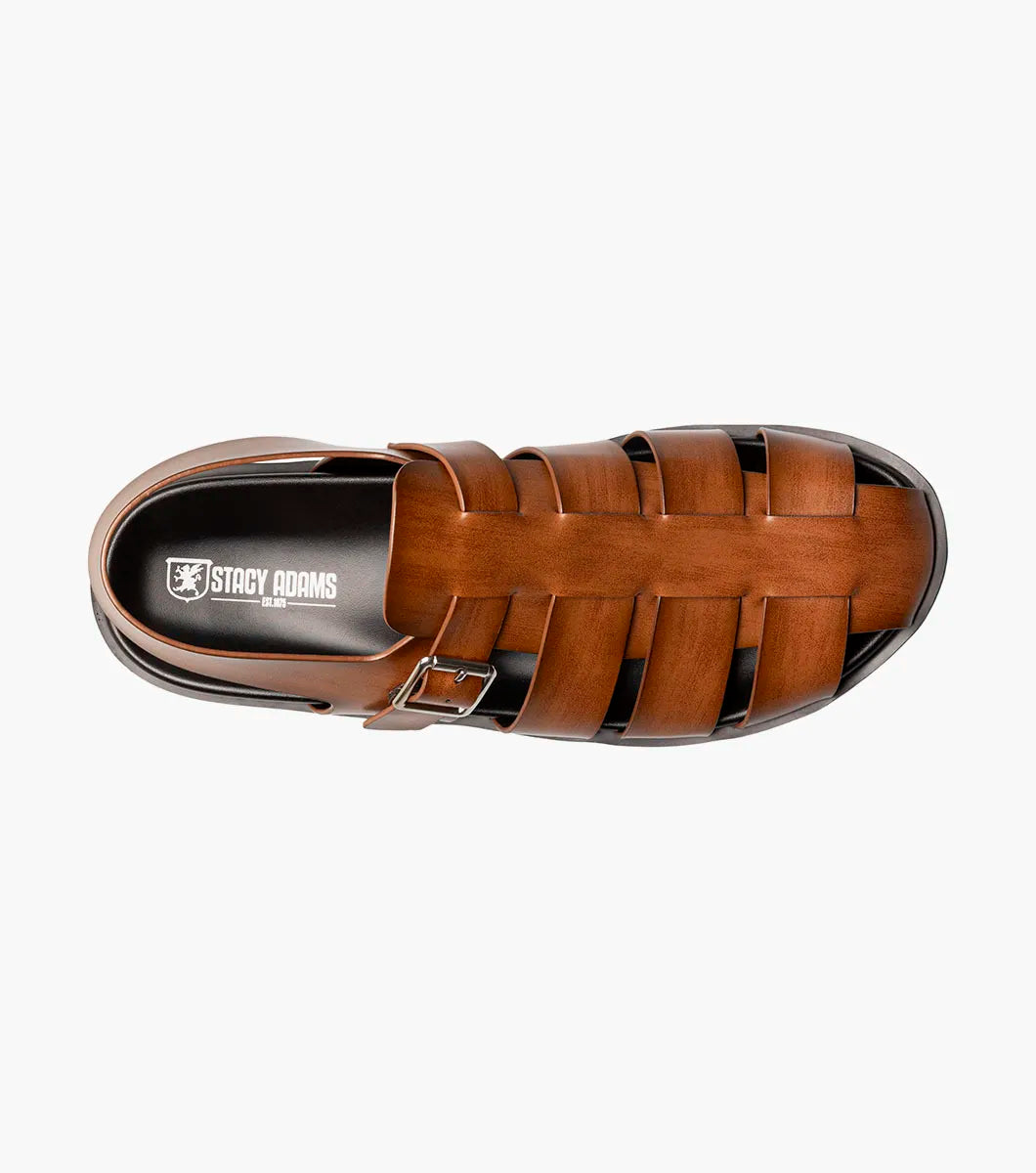 Men\'s Cognac  Imported Faux Leather Montego Slingback Buckle Sandal Men main image 4