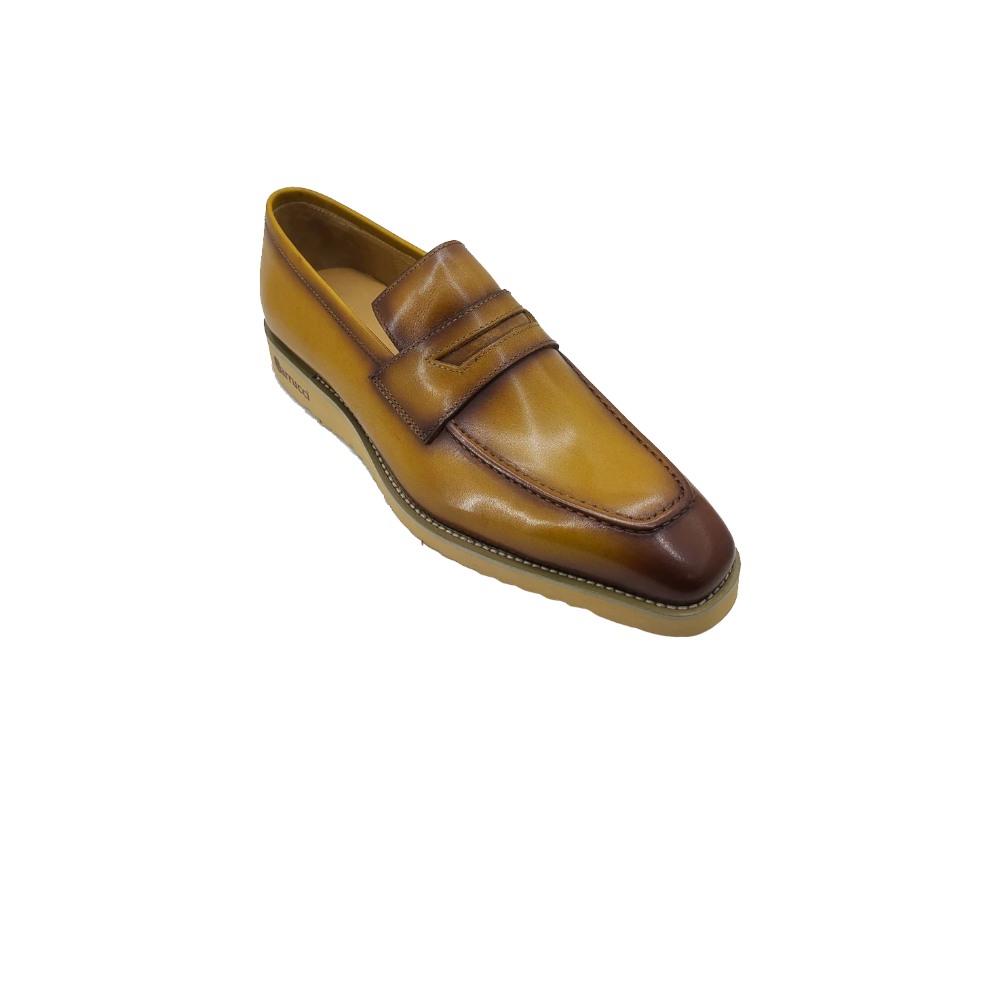 Cognac Men's Slip-on Shoes Chic Patina Burnished Penny Loafer Style-KS ...