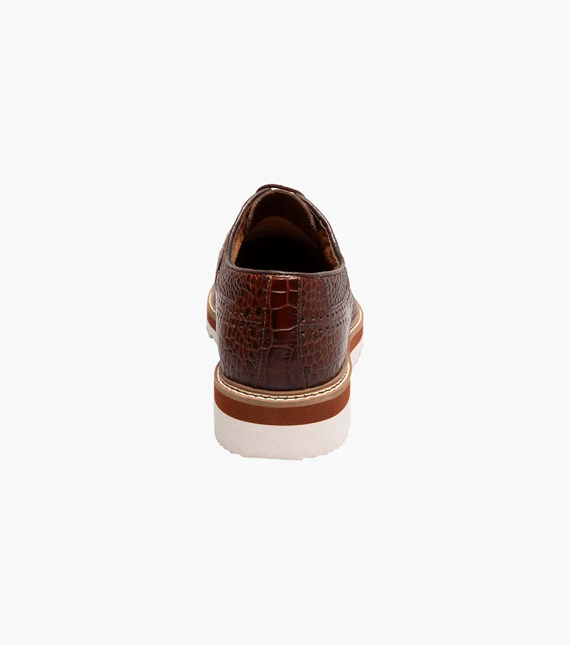 Cognac Stacy Adams Loafer Lace Up Wingtips Croc Print Men&