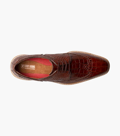 Cognac Stacy Adams Loafer Lace Up Wingtips Croc Print Men's shoes-25725-221