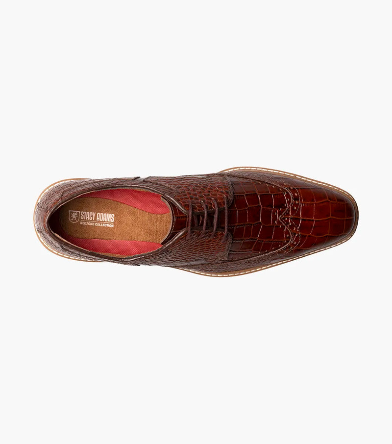 Cognac Stacy Adams Loafer Lace Up Wingtips Croc Print Men&