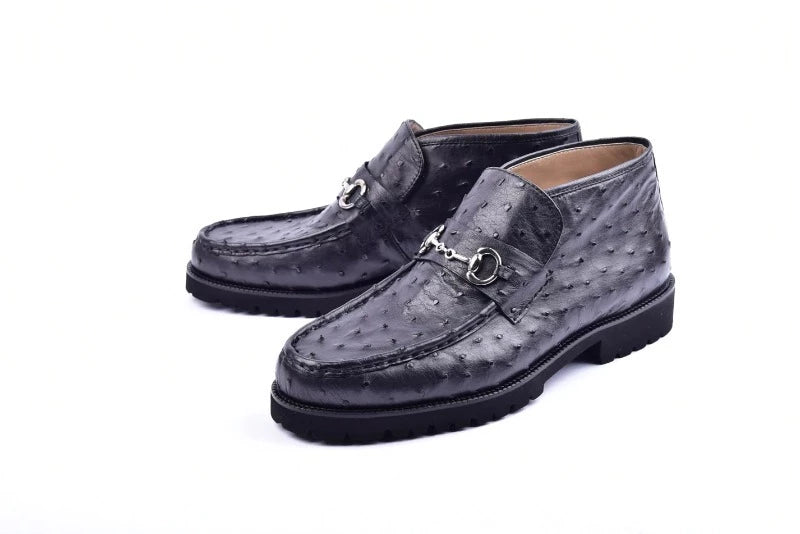 Corrente Black Men's Boot Full Ostrich Bit Buckle Ankle boot Style-C03 ...