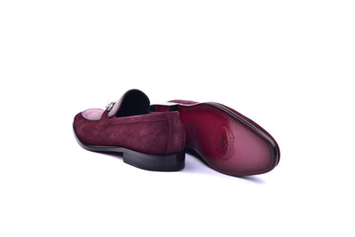 Corrente Men's Dress Casual Shoes Bit Buckle loafer Burgundy-Grey 6376