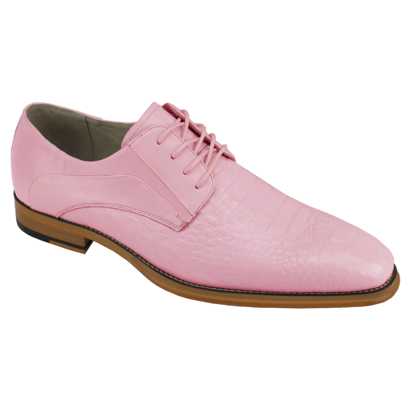 blush pink dress shoes men Pink Men's Alligator Crocodile Print Oxford Fashion Lace Up Dress Shoe