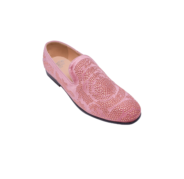 Dusty Rose Glitter Men's Formal Design Dress Shoes Slip-On Loafer  DESIGN  MENSWEAR