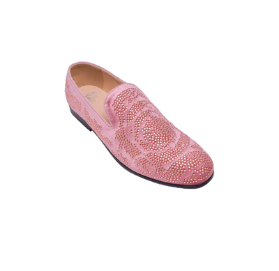 Dusty Rose Glitter Men's Formal Design Dress Shoes Slip-On Loafer - Design Menswear