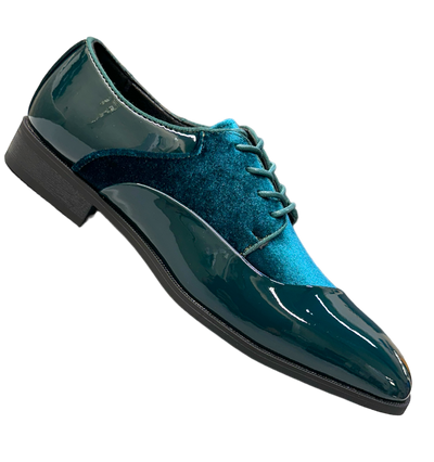 Hunter Green Men's Lace-Up Patent and velvet Dress Shoes