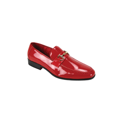 Globe footwear red men's patent leather dress shoes gold buckle tuxedo loafer