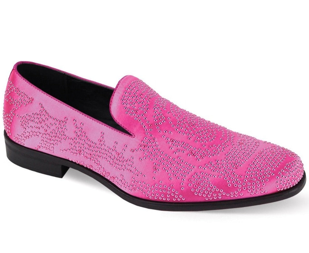 Fuchsia Sequin Stone Men's Loafers Luxury Design Slip-on Dress Shoes 13 / Fuchsia