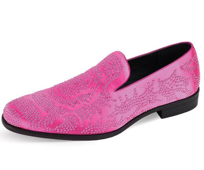 Fuchsia Sequin Stone Men's Loafers Luxury Design Slip-on Dress Shoes