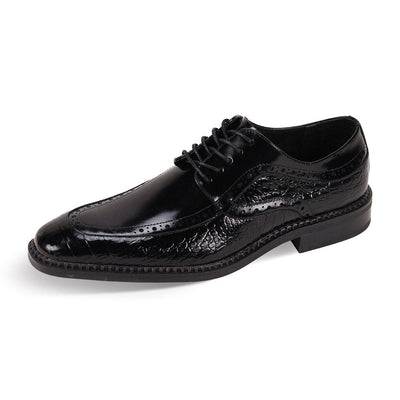 Giovanni Black Men's Lace-Up Dress Shoes Croc Print Style-TERENCE