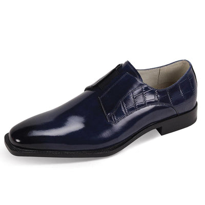 Giovanni Blue Sullivan Men's Slip-On Dress Shoes Tow Tone Genuine Leather