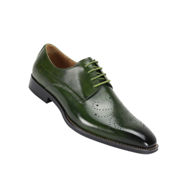 Olive Green Lace-Up Men's Genuine Leather Dress Shoe by Giovanni