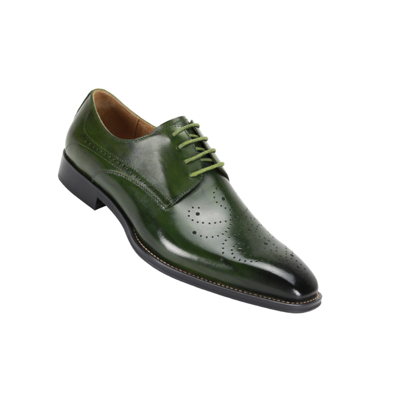 Olive Green Lace-Up Men's Genuine Leather Dress Shoe by Giovanni 10 / Olive Green