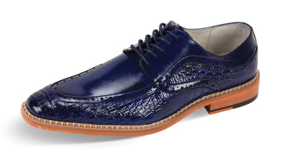 Giovanni Navy Blue Men's Lace-Up Dress Shoes Croc Print Style-TERENCE