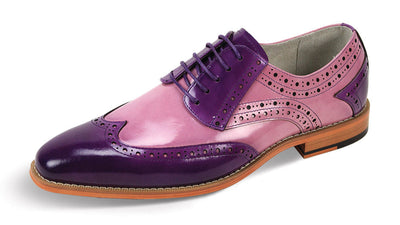 Giovanni Purple Pink Men's Wingtip Lace-Up Dress Shoes Style-TROY
