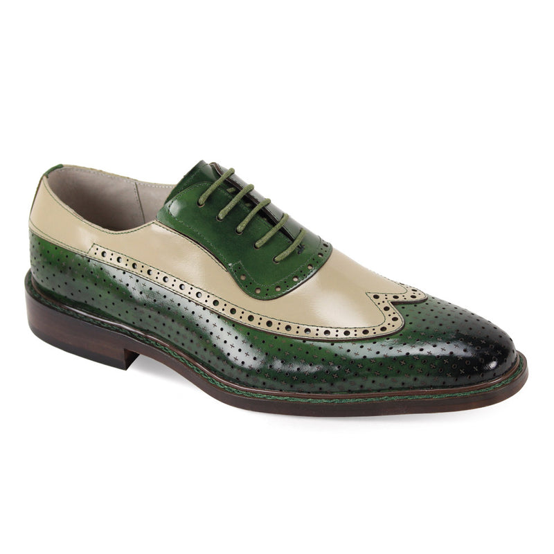 Giovanni RIO Olive- Natural Wingtip Lace Up Men Shoes