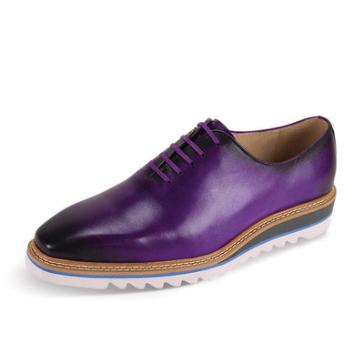 Giovanni Purple Men's Oxford Lace-up Leather Shoes Rubber Sole