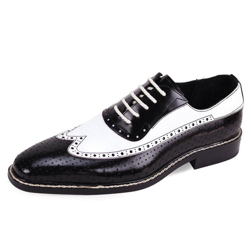 Giovanni RIO Balck and White Wingtip Lace Up Men Shoes