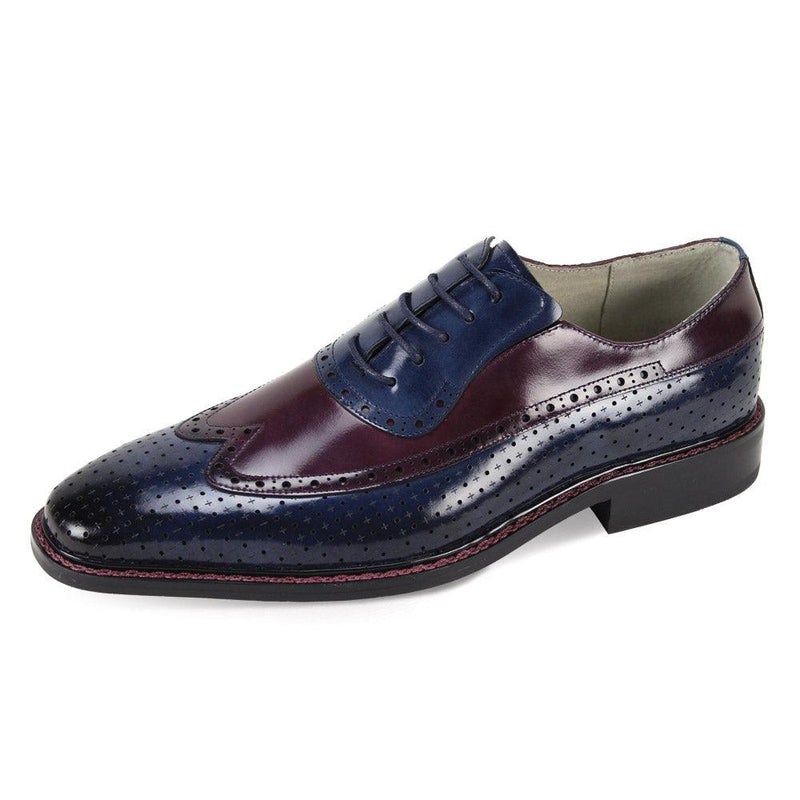 Giovanni RIO Blue-Burgundy Wingtip Lace Up Men Shoes