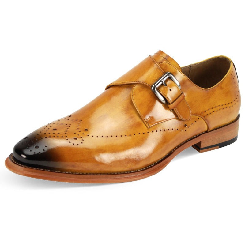 Giovanni Mustard Men's Monkstrap Calfskin Leather Dress Fashion Design ...