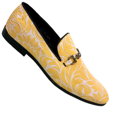 Gold Men's Paisley Slip-On Loafer Shoes Luxury Fashion Design SH-3620