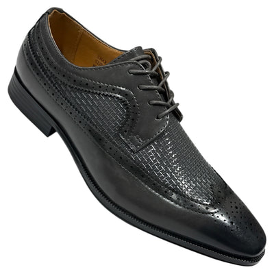 Gray Men's Two-Tone Wingtip Oxford Lace-Up Shoes Style-7068