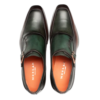 Green-Brown Two-Toned Mezlan Men's Monk Strap Artesano Style No: 21261