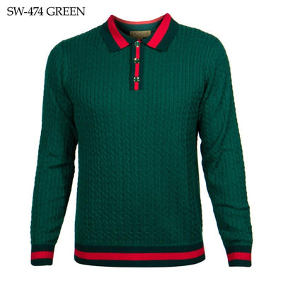 Prestige Green & Red Men's Crewneck Sweaters Long Sleeves Pullover DESIGN MENSWEAR Prestige Green & Red Men's Crewneck Sweaters Long Sleeves Pullover DESIGN MENSWEAR