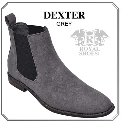 Grey Men's Suede Slip-On Chelsea Boot Side Elastic STYLE-DEXTER