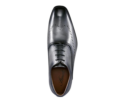 Grey Premium Wingtip Men's PU Leather Oxford Lace-Up Formal Dress Shoes