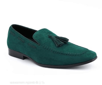 Hunter Green Men's Slip-on Tassel Suede Loafer Dress Casual Shoes