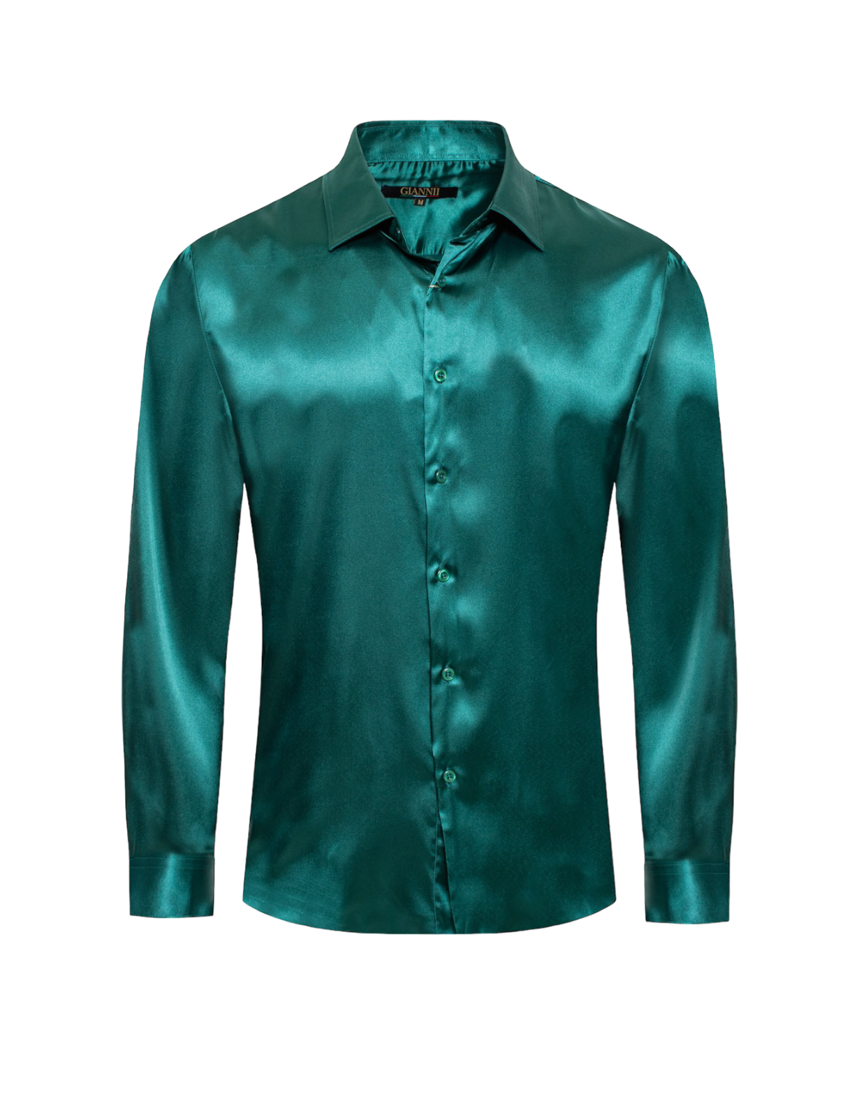 Men's Green Shiny Satin Silk Dress Shirt Long Sleeve Casual Slim Fit L Men's Green Shiny Satin Silk Dress Shirt Long Sleeve Casual Slim Fit L