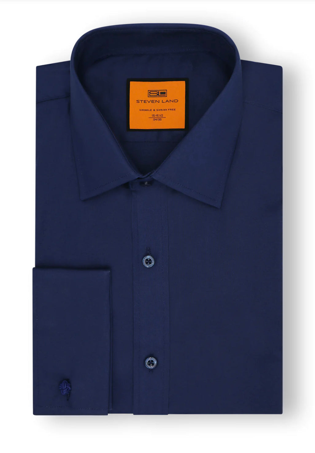 Navy Blue Steven Land Men's French Cuff Dress Shirt Regular-Fit 100% C – DESIGN MENSWEAR